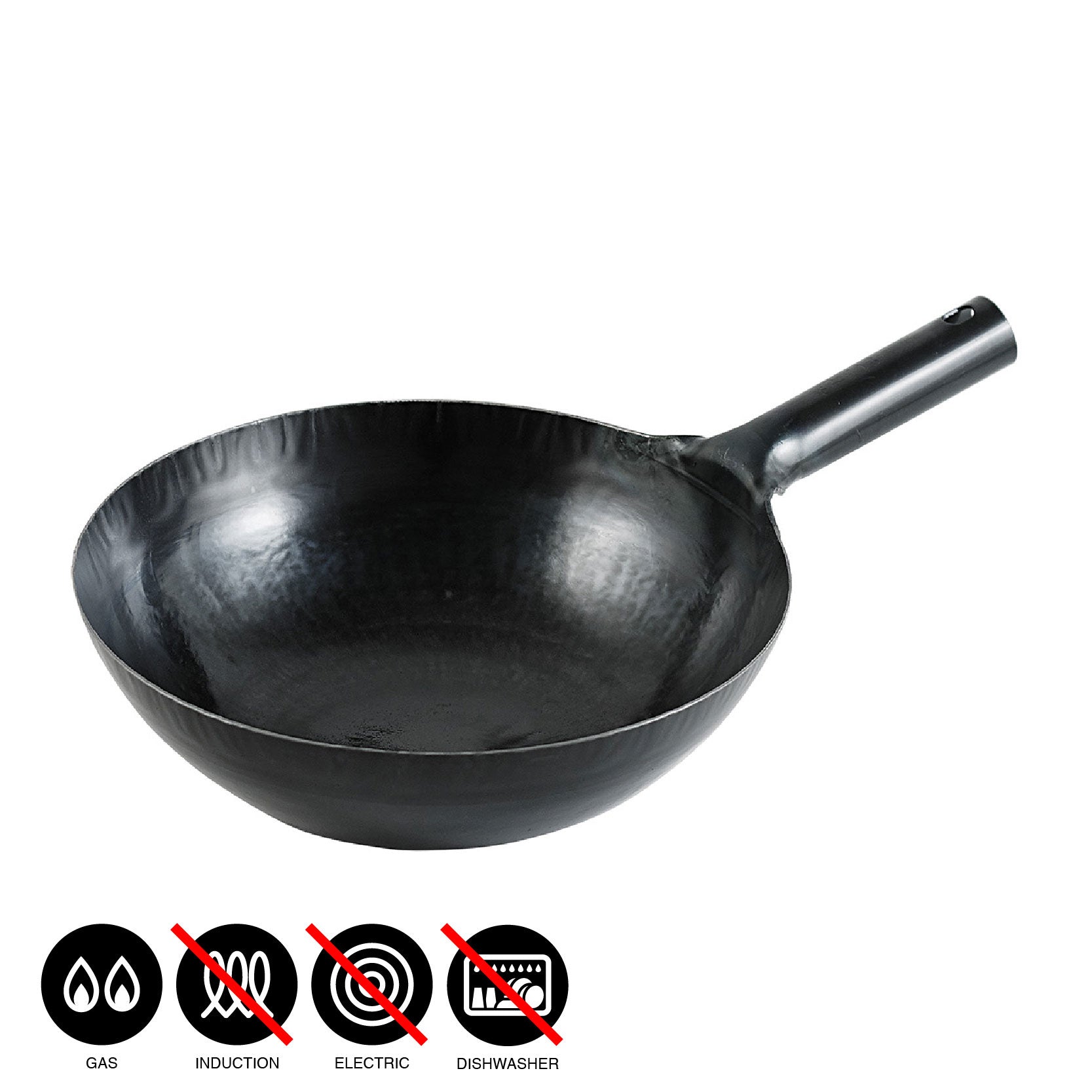 Hammered single handle wok 1.2mm / 240 - 300mm